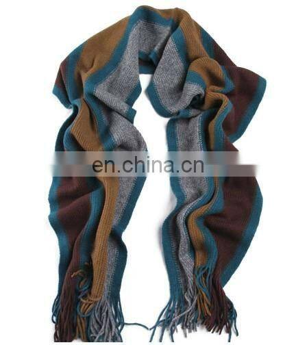2015 China design beautiful fashion knitted stirped warp knitted scarf brushed