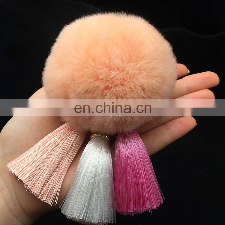 2016 Beautiful Real Rabbit Fur Ball KeyChain / Car and Bag Charm Keychain