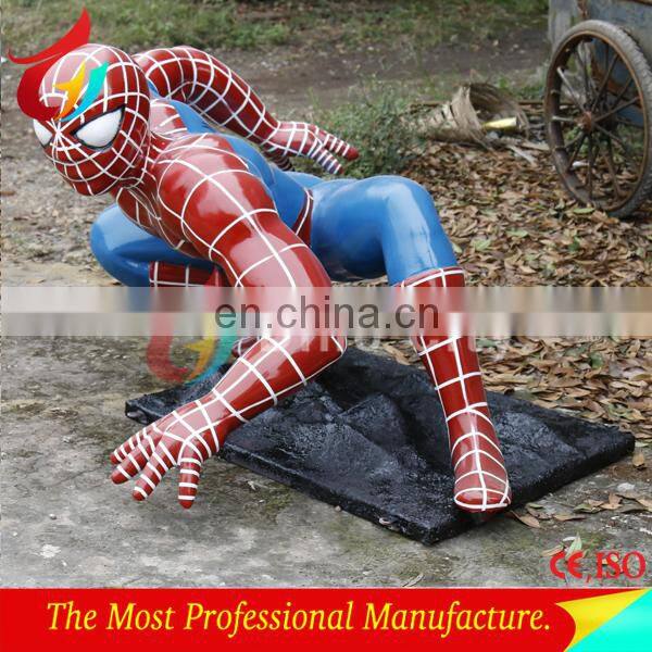 Hot sale life size glass fiber spiderman sculpture for theme park