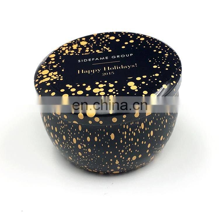 Wholesale round ball shape metal scented travel candle tin
