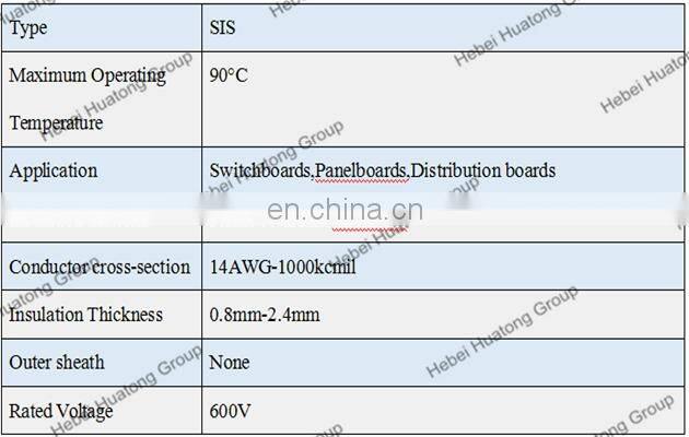Tinned copper 600v 8 awg Switchboard Wire Type SIS wire and cable