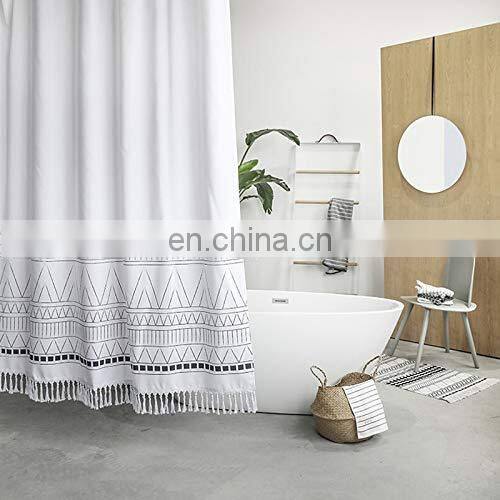 Boho Tassel shower curtain for bathroom