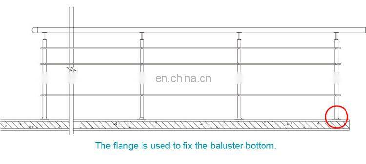 Stocked Stainless Steel 304 RTS Glass Pipe Floor Flange on Balustrade Handrail Fittings for 30.1mm 50.1mm
