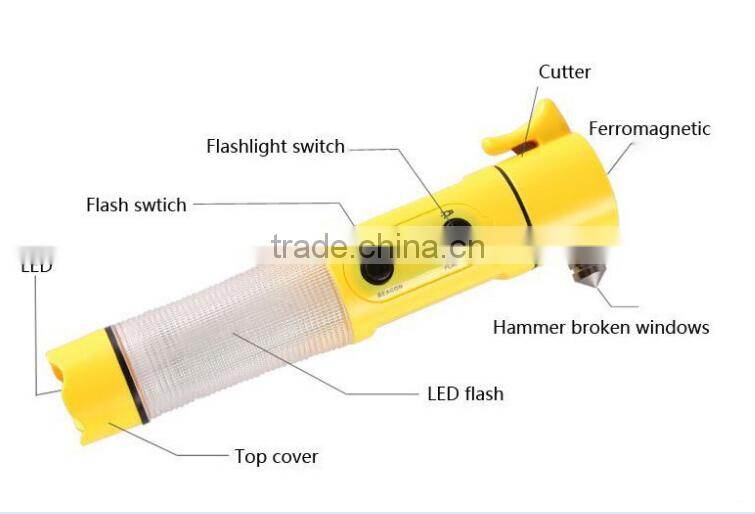Factory Safety Signal Flashlight 4 in 1 Car Emergency Hammer