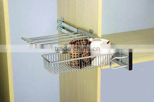 wardrobe accessories metal multifunctional hanging trousers rack+tie basket