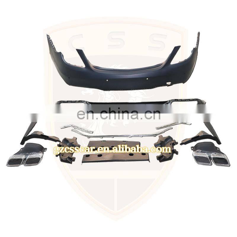 Car Accessories Auto Parts PP Material Front Bumper Rear lip Exhaust Tips 2018 Bens S class w222 S63 AMG Style Full Body Kit
