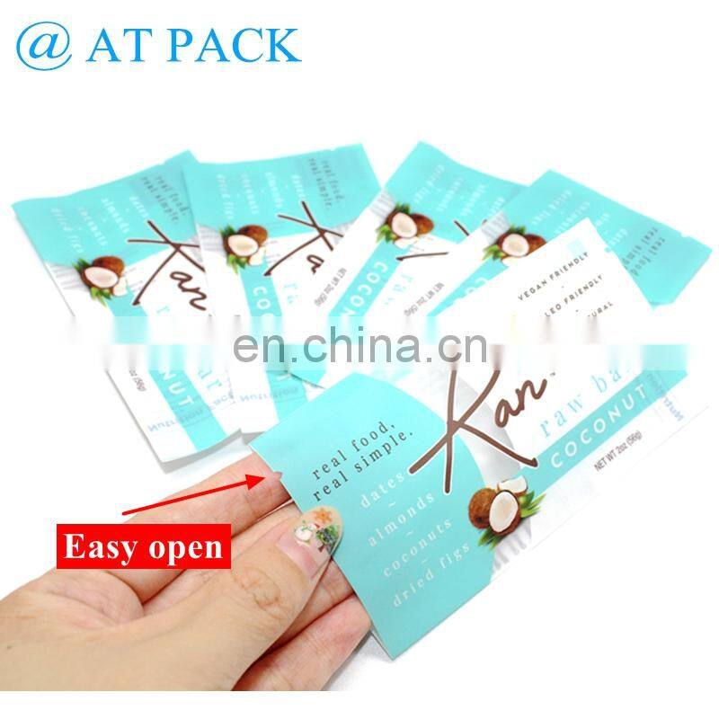 Custom printed back side seal heat sealable candy bar wrapper