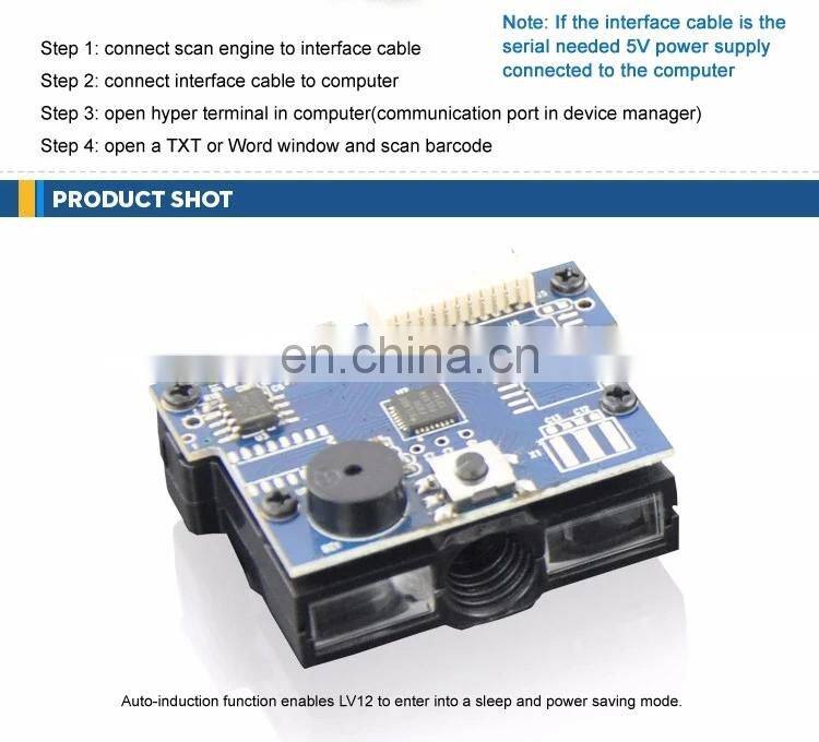 CCD 3mil Auto Sense Arduino USB RS232 1D Barcode Scanner for Self-service Machine