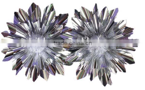 Colorful PET fancy ribbon bow with tips/Iridescent Luxury Bow Celebration Firework Bow/Colorful Firework Lade bow