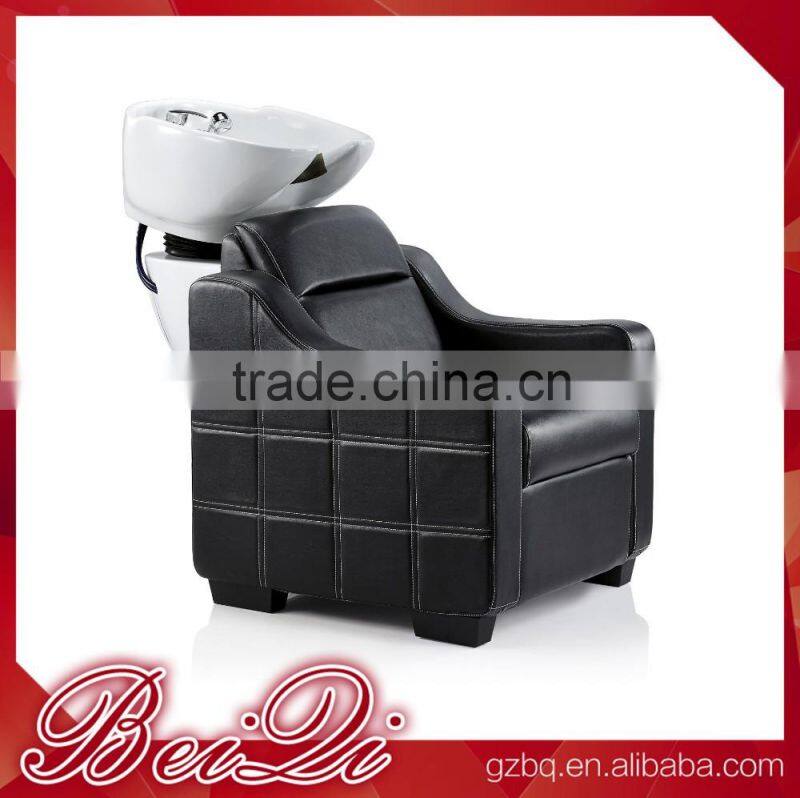 Black classical hair washing shampoo chair,elegant barber shop equipment head wash basin sofa