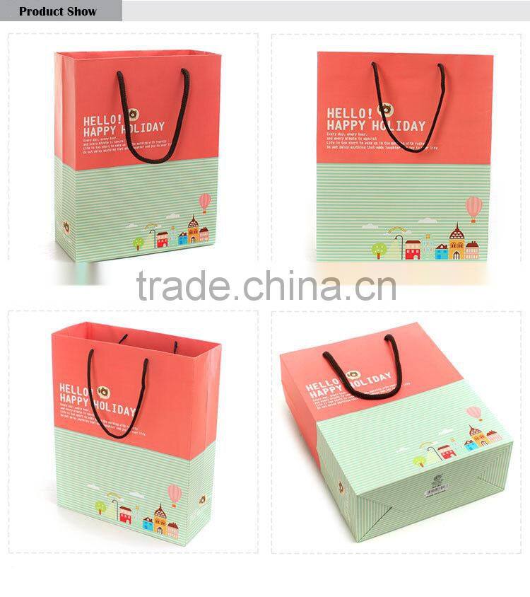 pink and green stripes cute gift paper bag