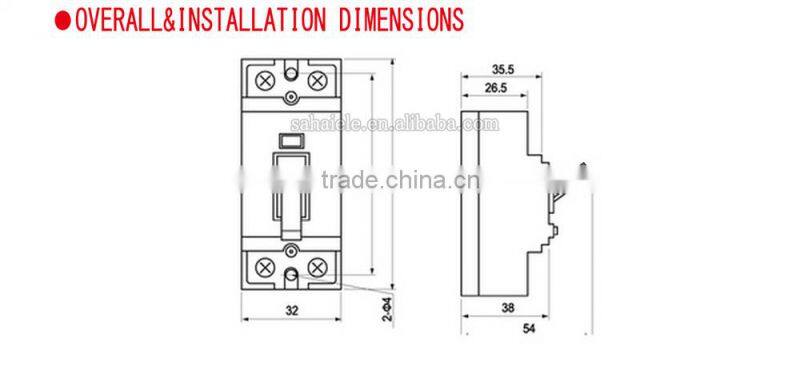 South Korea HJ industrial haco model switch 2P 32A MCB safety circuit breaker with cover
