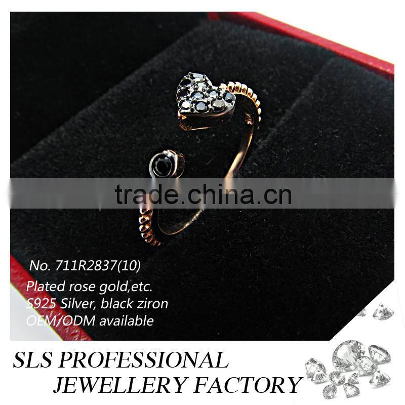 2015 Fashion jewelry silver micro setting black plated cz designs silver 925 wedding ring for women