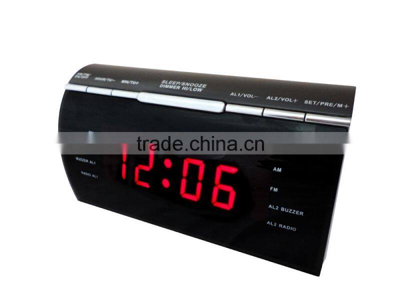 Stylish Red LED with Dimmer PLL Alarm Clock Radio