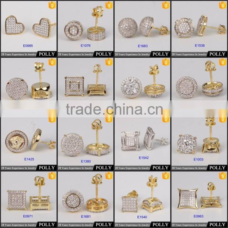 2016 Cheap price 925 silver jewelry hip hop earring round stud earring