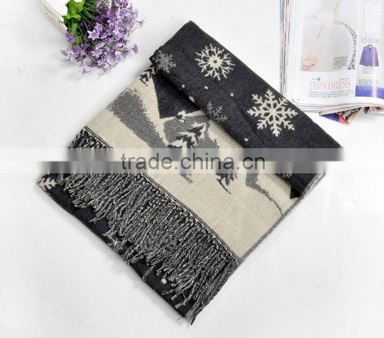 Best Selling FashionJacquard Snow Pattern Women Winter Wool Scarf