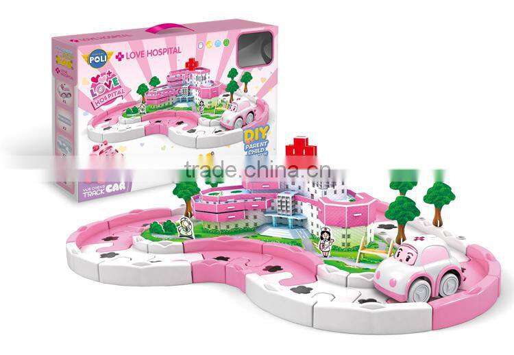 DIY toy gift love hospital toy robcar poli set for kids