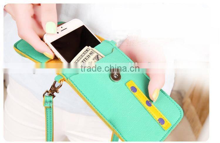 Wholesale cute cartoon high quality pu mobile phone carry bag