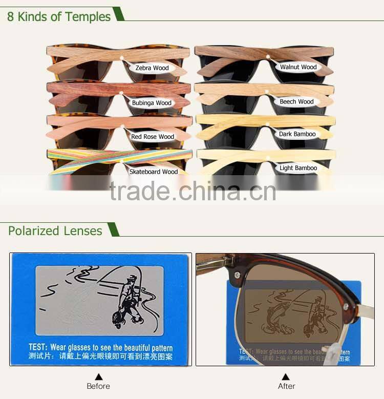 Handmade wooden custom logo bamboo sunglasses with polarized lenses wholesale sunglasses