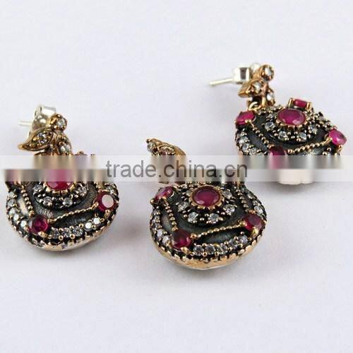 Stylish Precious Green Onyx & White CZ Jewellery Set, 925 Sterling Silver Jewellery, Handmade Silver Jewellery