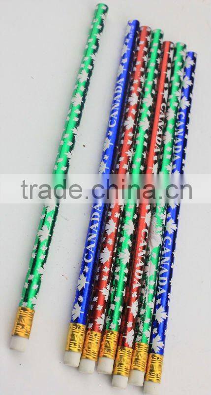 7" HB color revolving wooden pencil with eraser in bulk