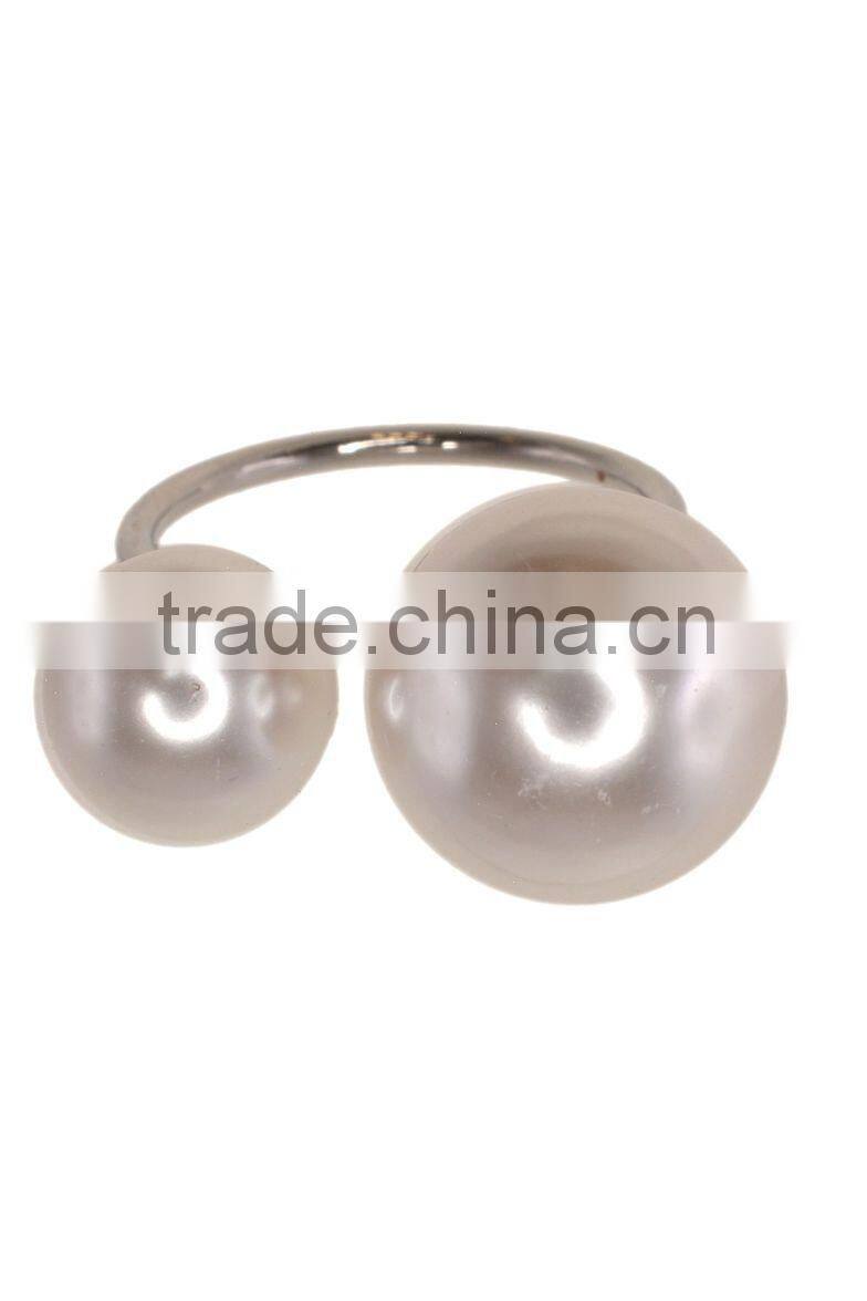 Trendy Double Faux Pearl Open Rings