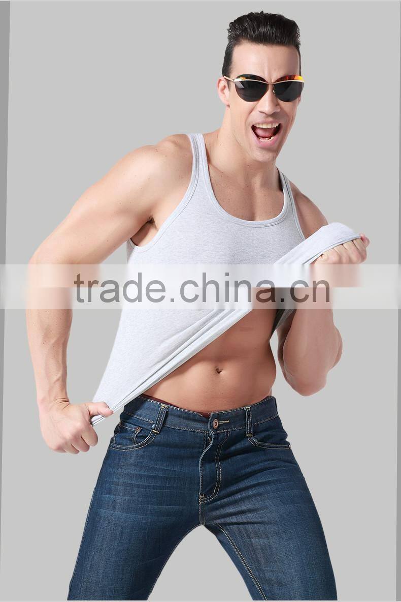 Elastic fit silm mens wholesale blank tank top wholesale from china