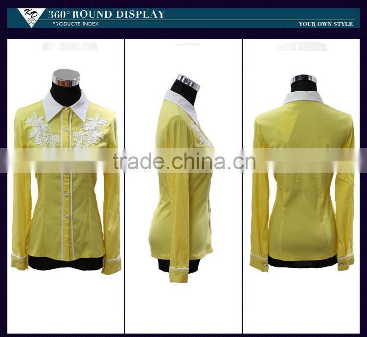 wholesale fashion shirts for women long sleeve blouses white collar girls shirts with flower