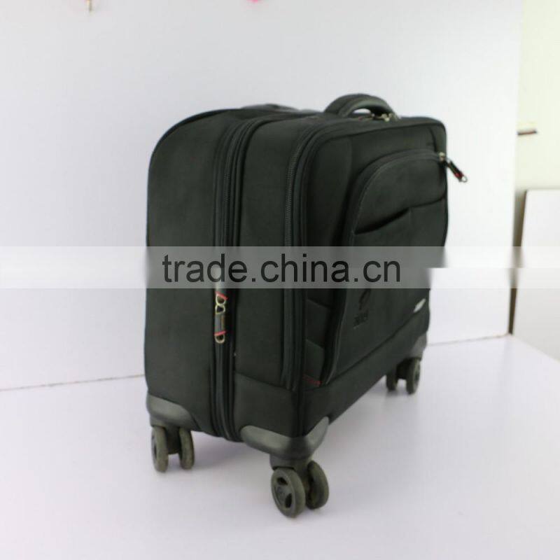 2016New designer trolly bag high quality black travel spinner upright closeout travel trolly luggage