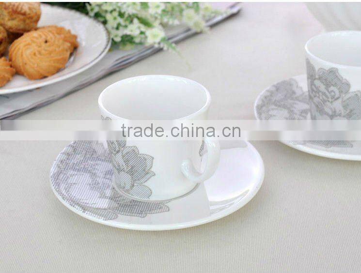 Lovely design bulk ceramic porcelain coffee cups with cup saucers and ladle