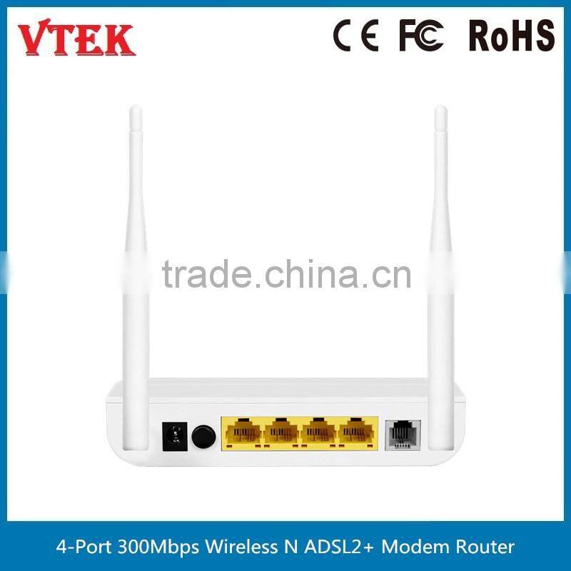 4-Port 300Mbps Wireless N ADSL2+ Modem Router with USB Port for storage