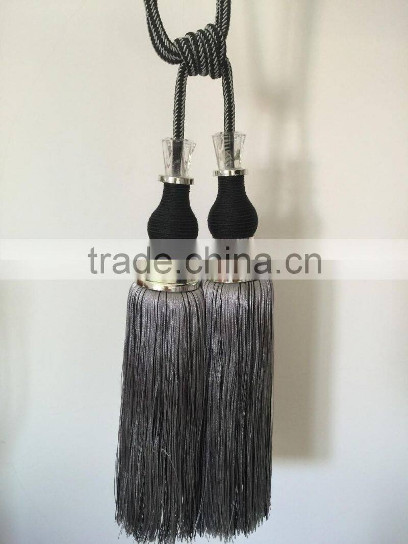 Curtain accessories wholesale tassels polyester material curtain tiebacks with crystal bead