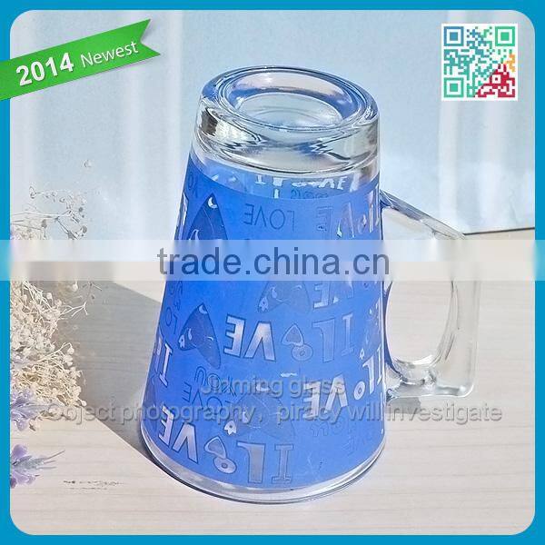 Hot sale high quality coffee glass with handle wholesale colored coffee glass