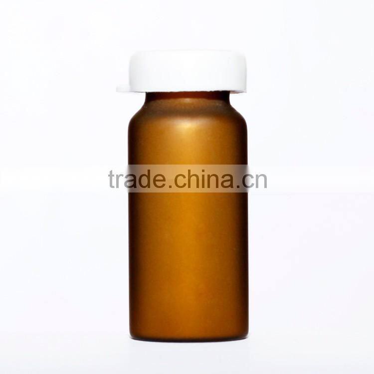 small vial glass container with lid and rubber stopper