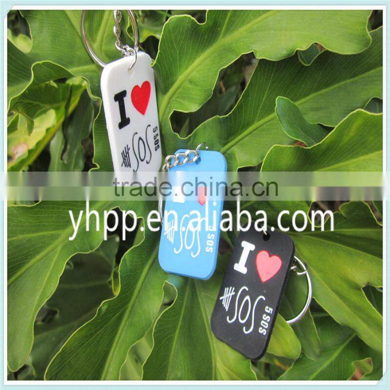 Custom I Love 5 Seconds of Summer 5 SOS silicone dog tag pendant key chain ring