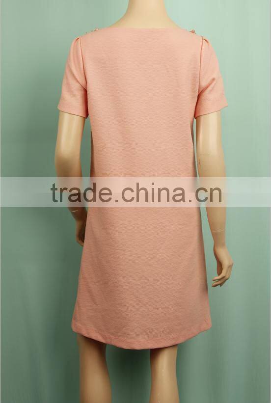 2016 OEM service Pink spring design short sleeve casual wear beard dress