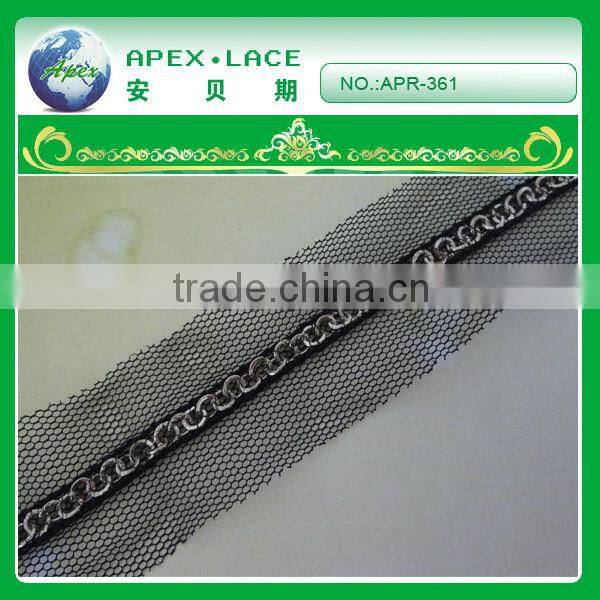 APR-360 Charming metal sequin swiss voile lace trimming/braids wholesale