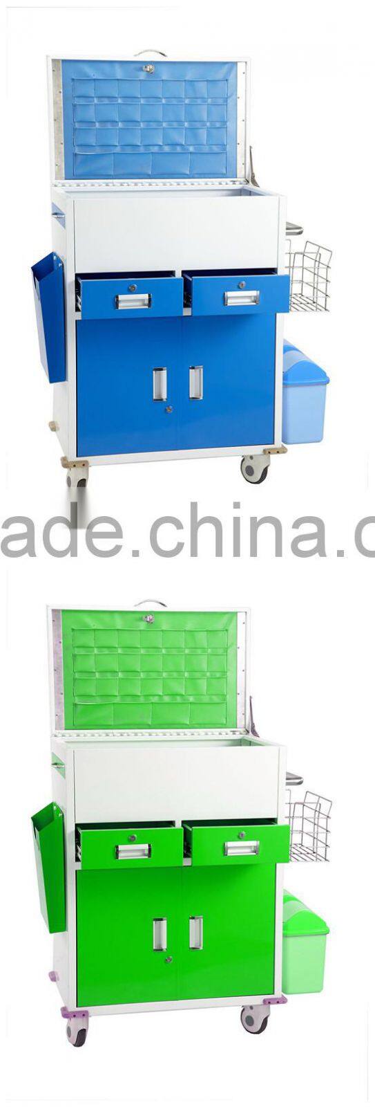 Medical cheap plastic drawer trolley with wheels for sale