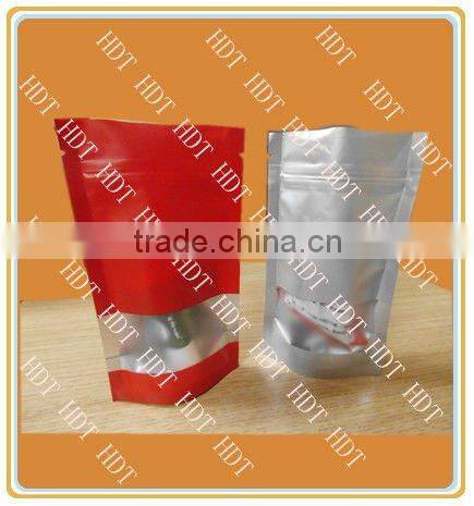 shiny aluminium foil zipper bag with see through window