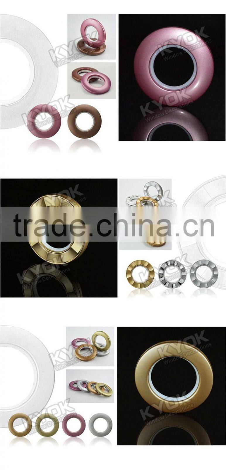 KYOK Natural Metal Drapery Curtain Cafe Pole Rings with Brass Eyelet Set of 8/M,Guestroom Decoration Hanging Curtain Accessories