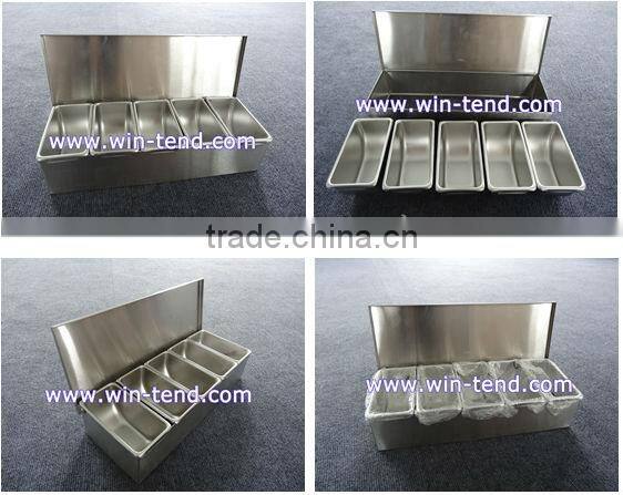 Condiment dispenser with 4 compartments kitchen stainless steel wholesale spice containers