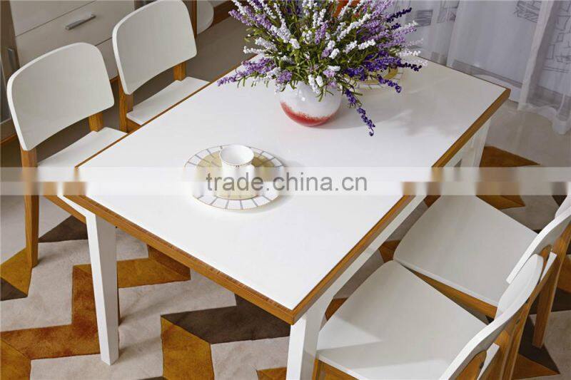 Modern functional high glossy white wooden dining table in dining room set furniture / dining table/dining chair