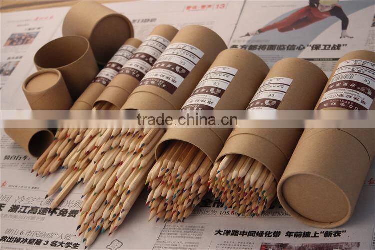natural wooden color pencil in paper tube/ new products 2014 kids body hexagonal natural wooden color pencil set from china