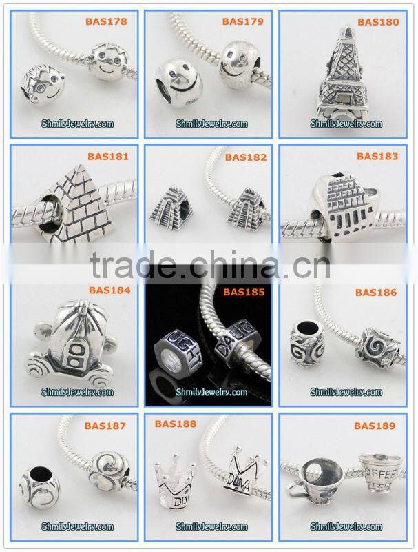 Wholesale 925 Sterling Silver White CZ Heart Beads BCZ46B