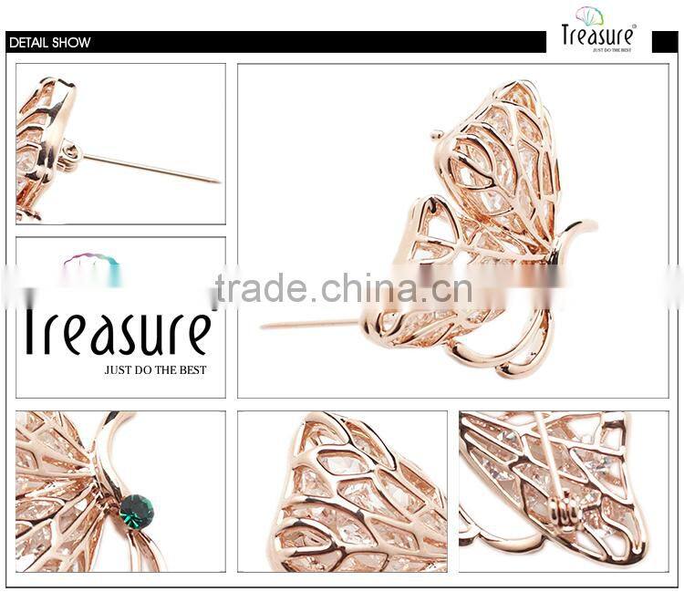 2016 New products golden alloy hollow butterfly brooch jewelry