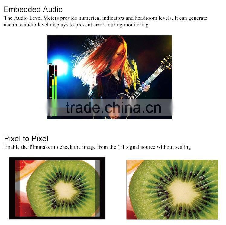 7"broadcast video display HDMI input and output resolution 1024X600 1080p sdi monitor