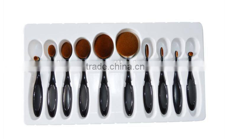 professional oval tooth shape 10 pcs makeup brush set private logo welcome