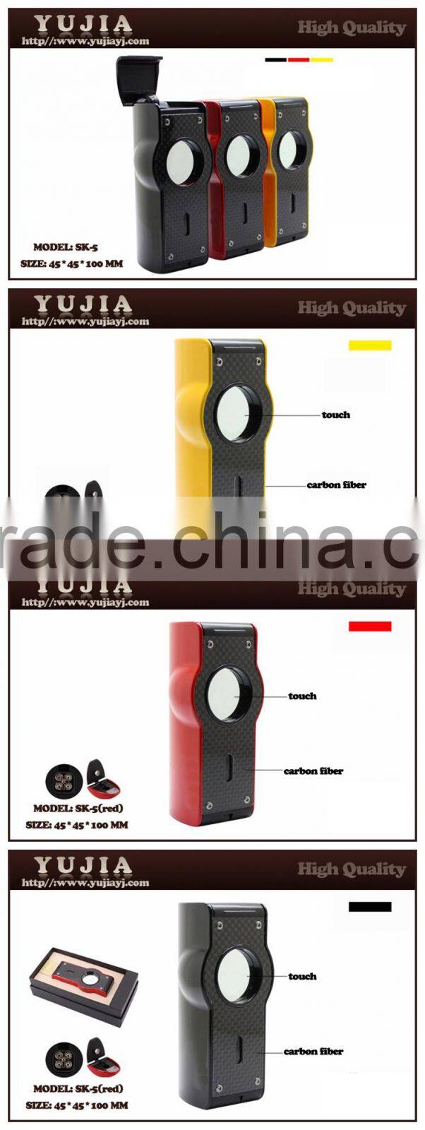 High Grade touch carbon fiber 4 flame cigar lighter with box