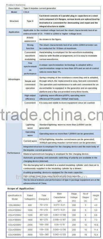 Impulse Current Generator testing equipment