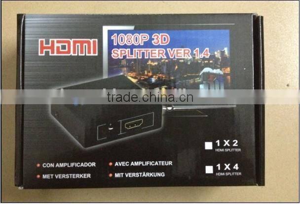 HDMI Splitter 3D 1 Input 2 Output Amplifier Switch Box Hub 1x2 HDTV 1080p 3D